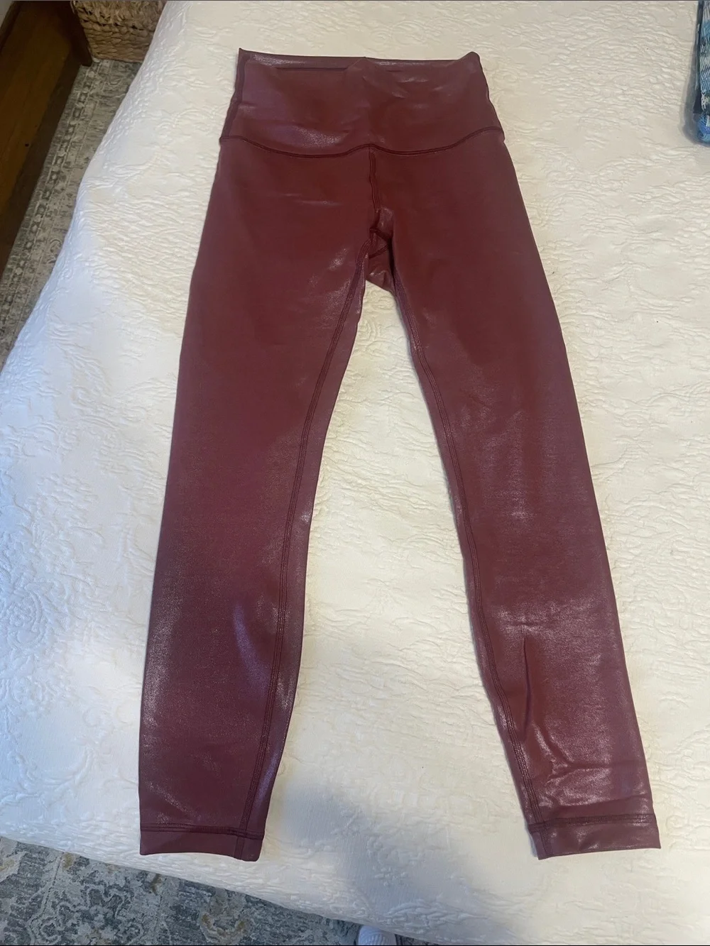 lululemon athletica Burgundy Faux Leather Leggings